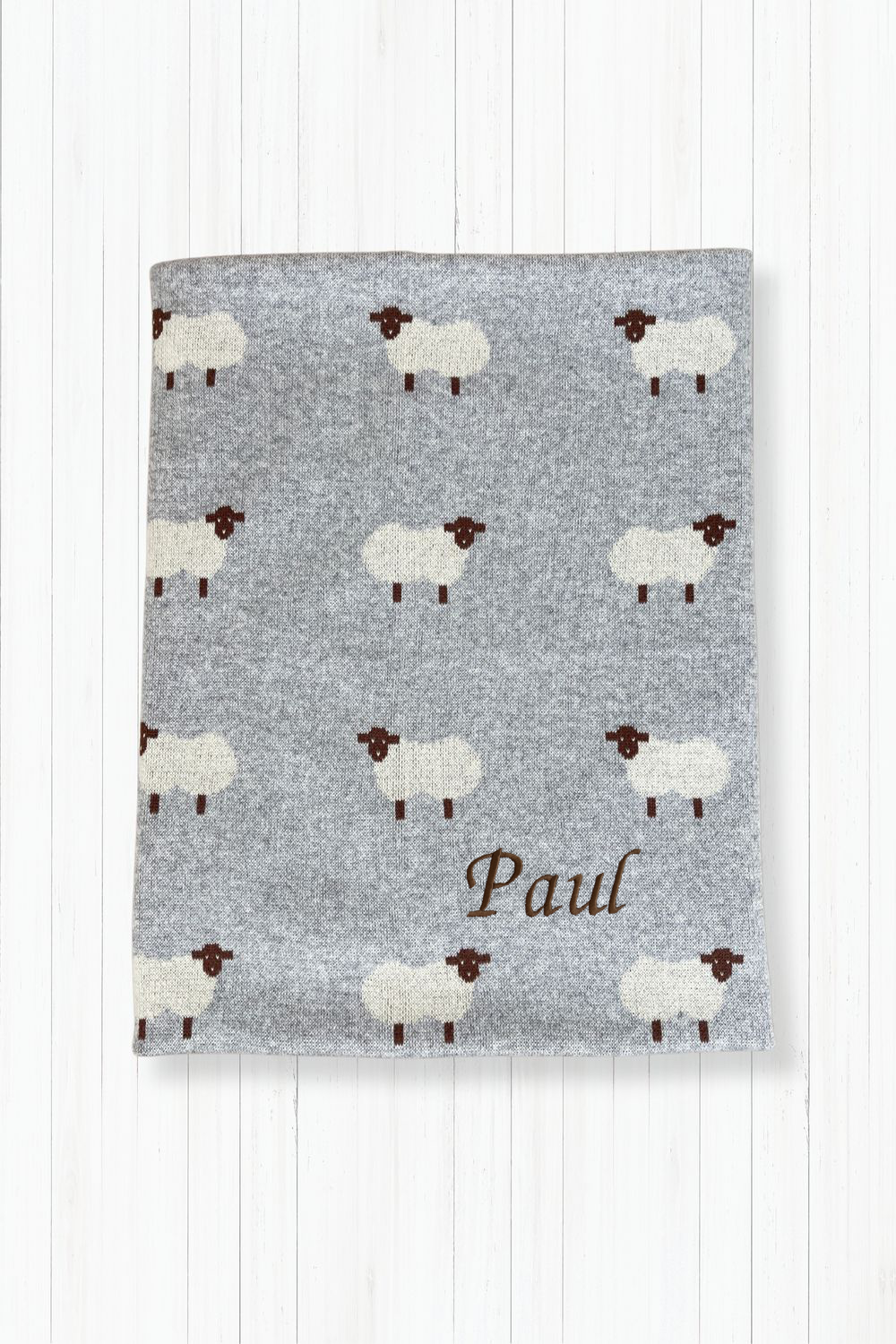 Strickdecke Schaf grau
