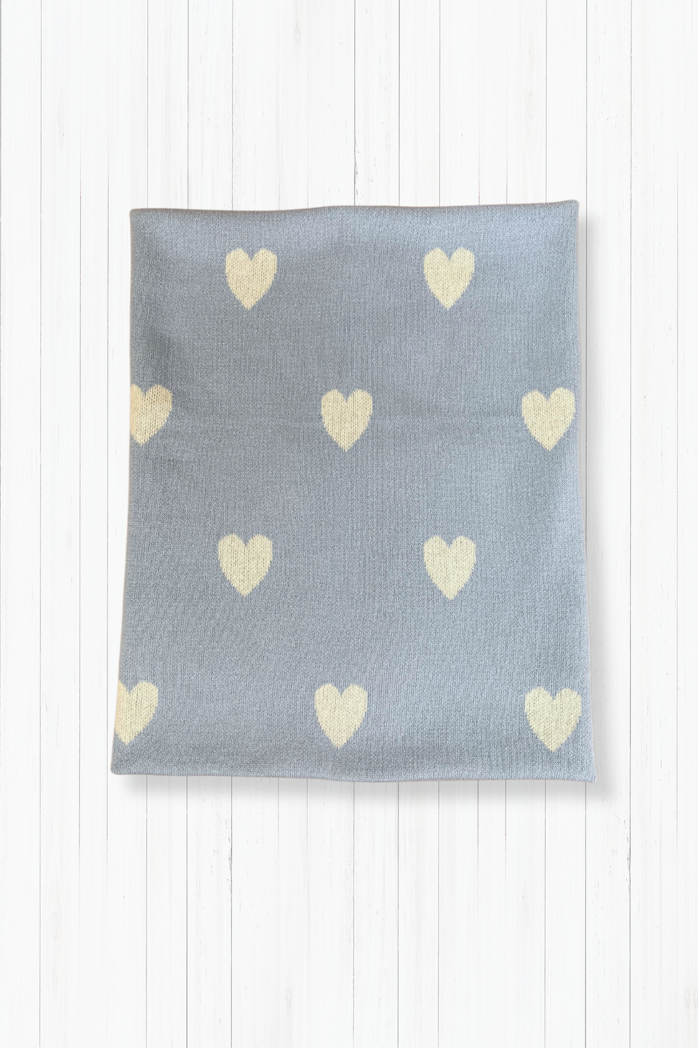 Strickdecke Herzen Blau