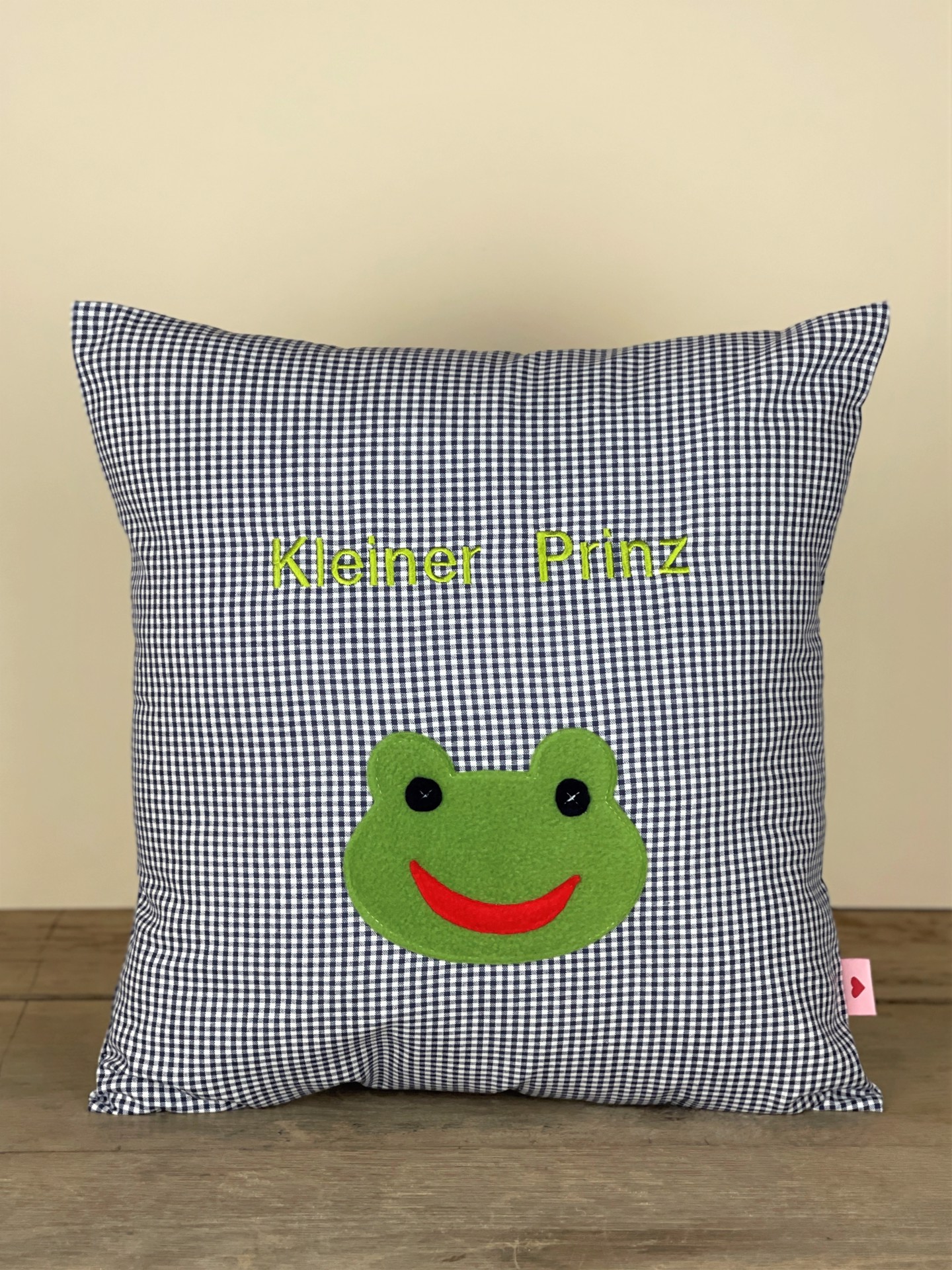 Polster No. 16 Frosch dunkelblau kariert