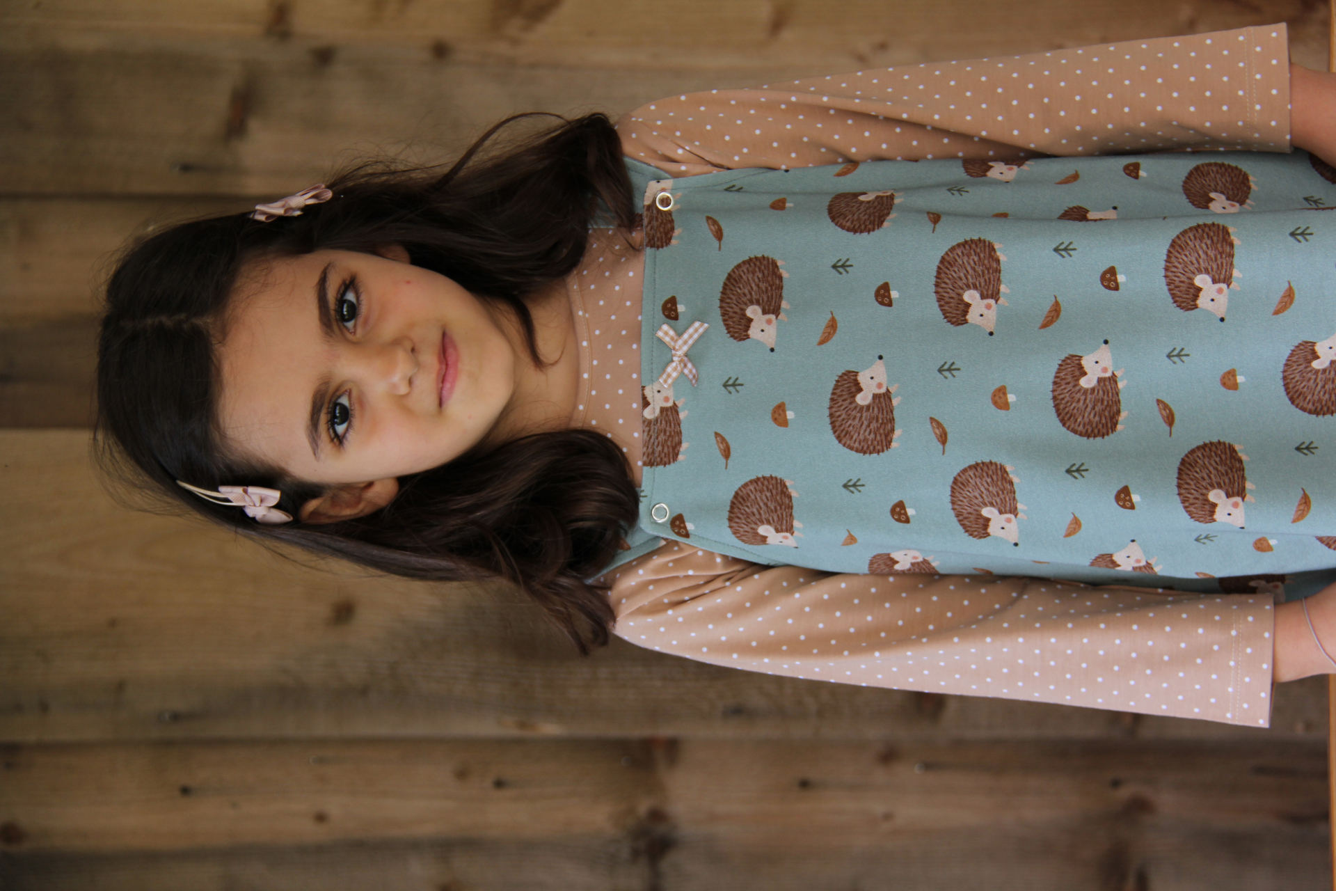 Shirt beige gepunktet langarm