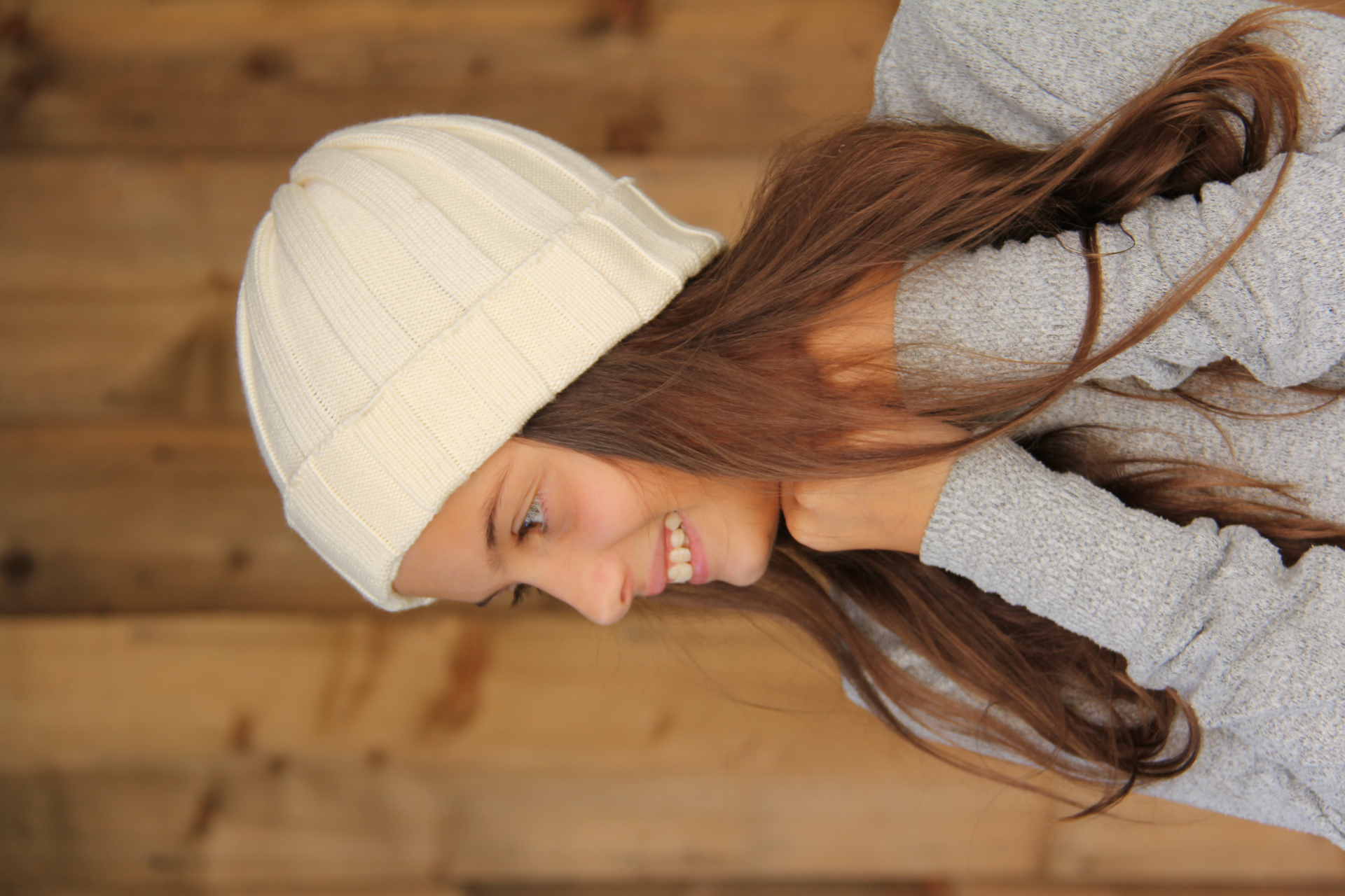 Strickhaube creme