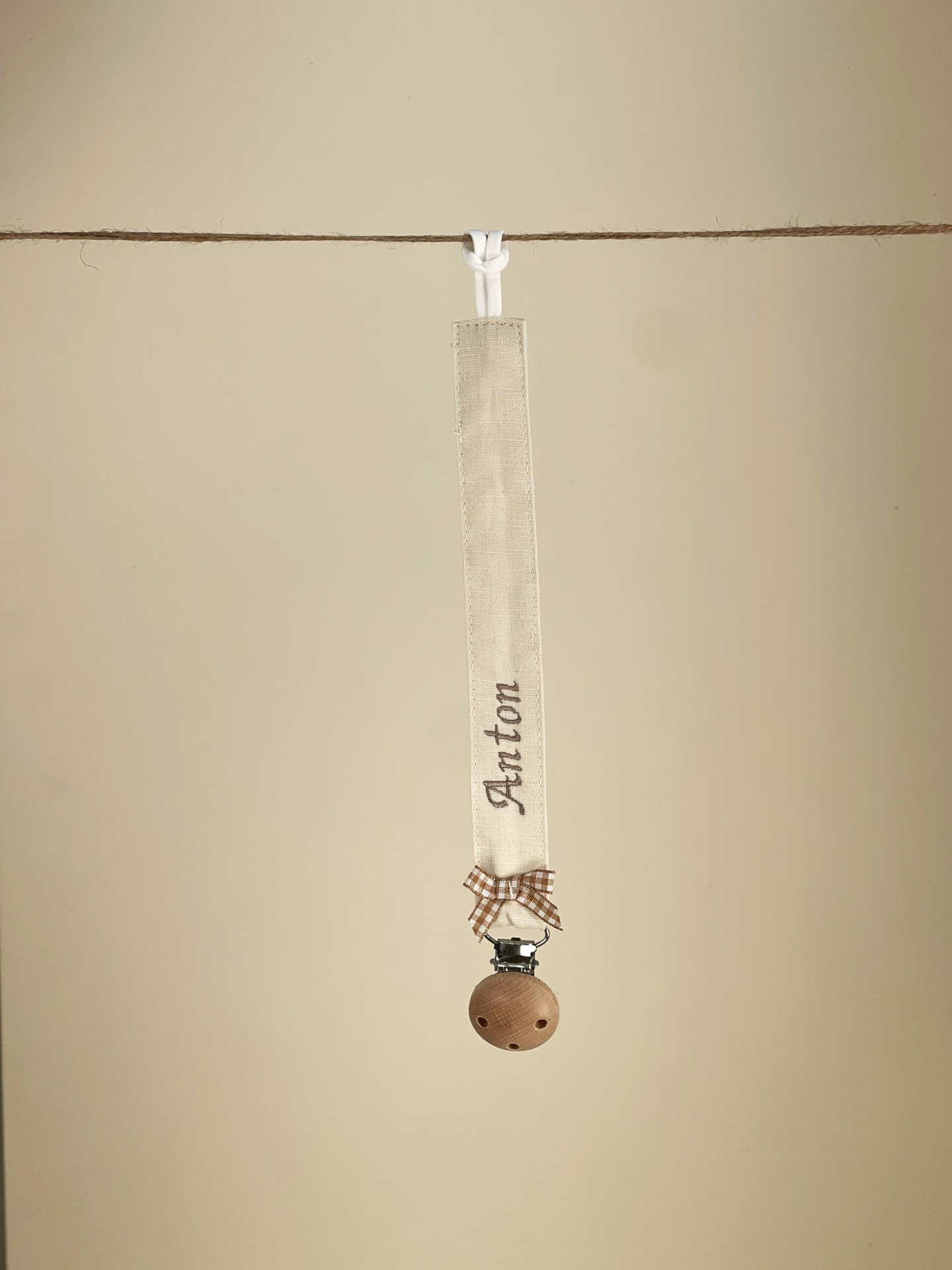 Schnullerkette beige uni