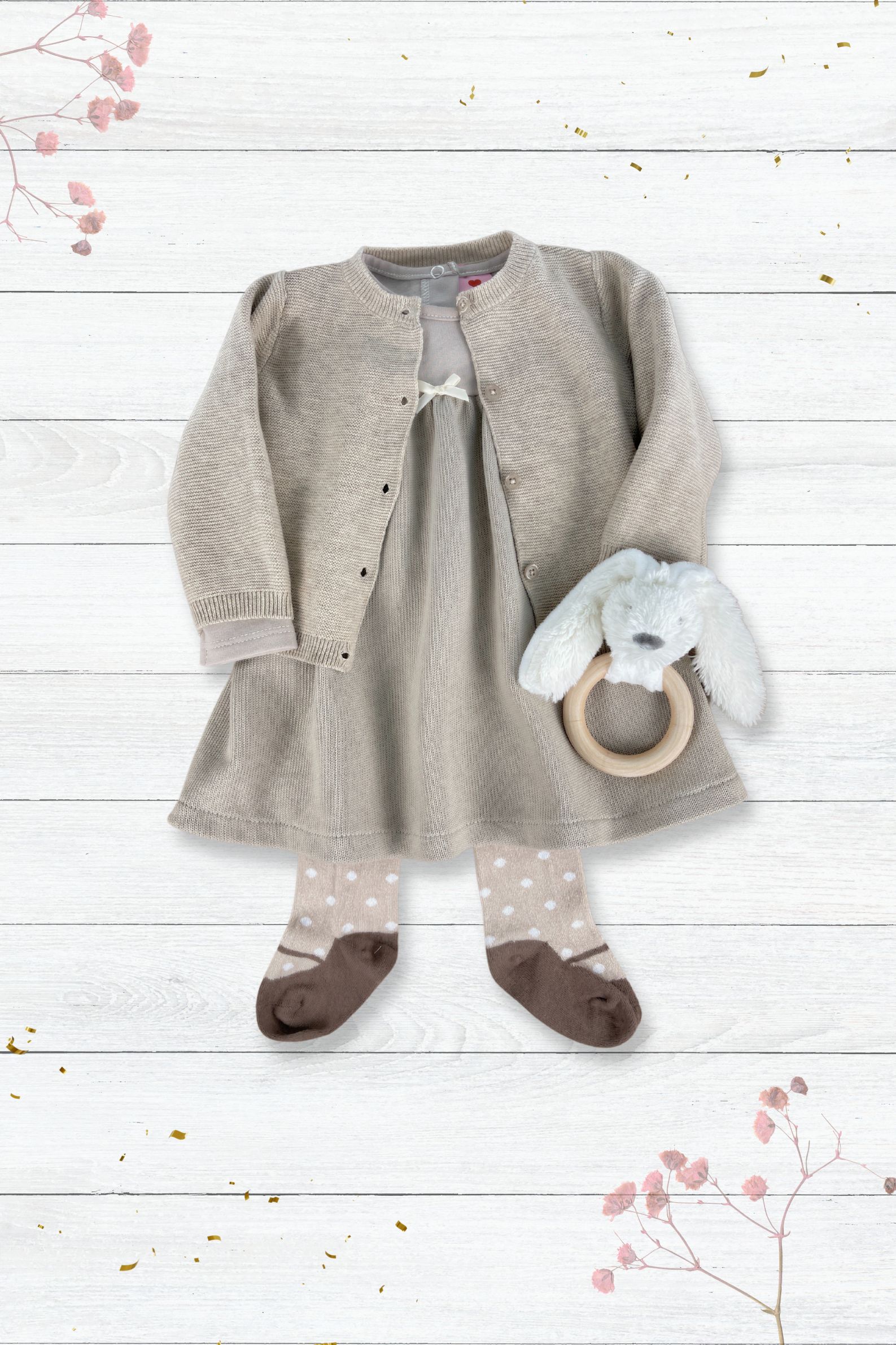 Kombi Weste-Strickkleid braun