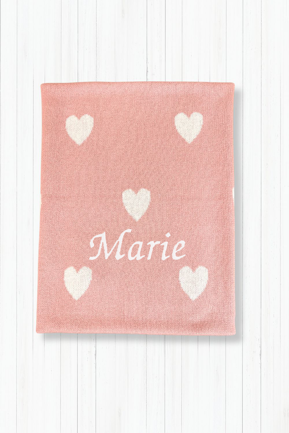 Strickdecke Herzen rosa