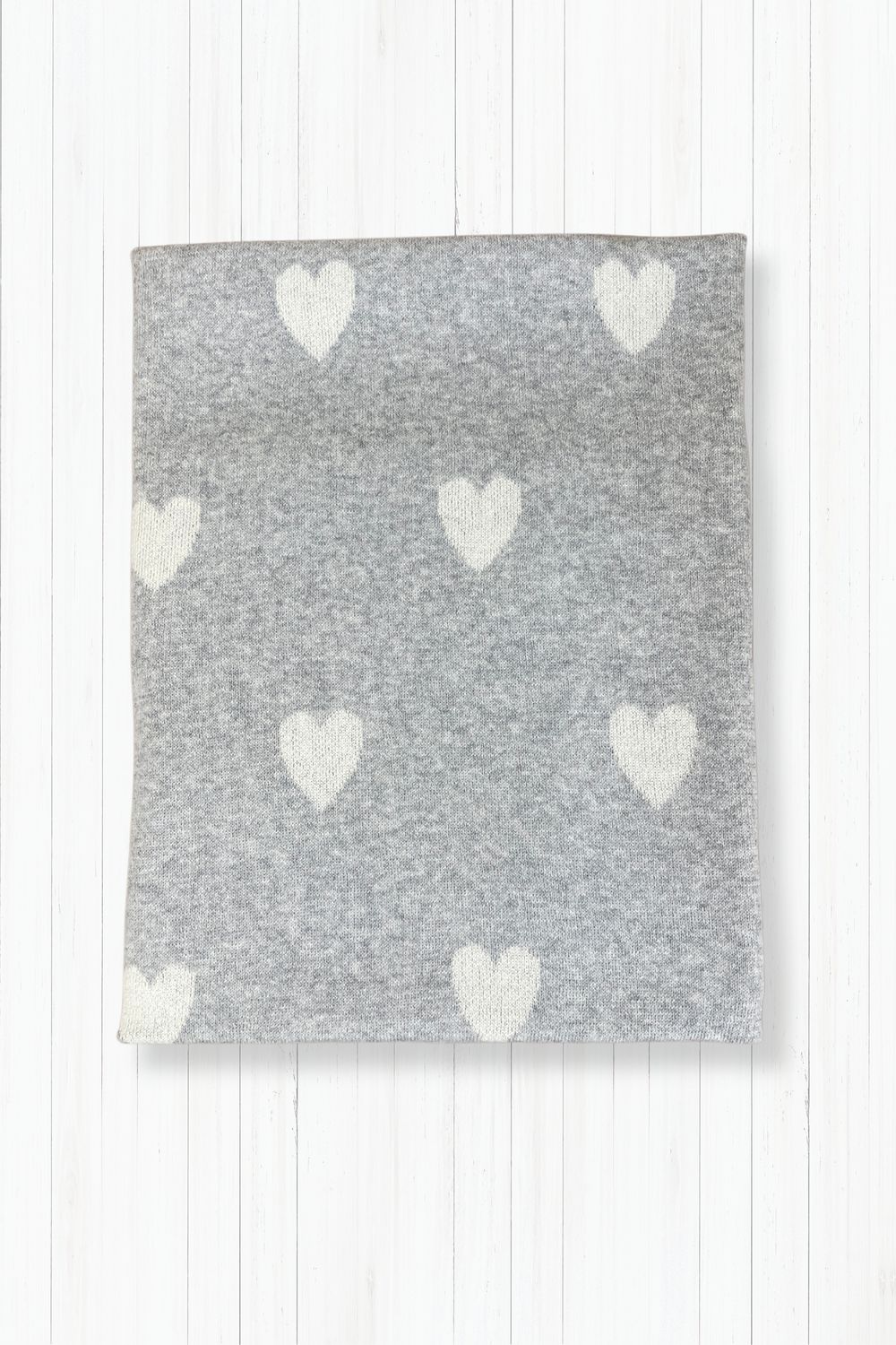Strickdecke Herzen Grau